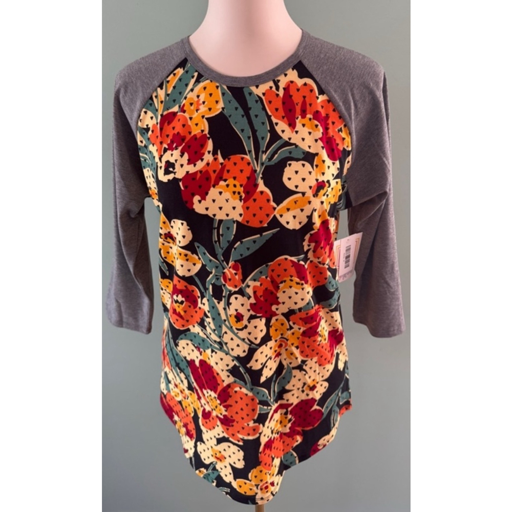 Women's LuLaRoe Randy Top Size M Multi-color Floral Print 3/4 Sleeve